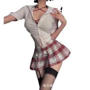 Lencería sexy Guanyun para mujer, falda JK, camisa, uniforme de secretaria, ropa de dormir, conjunto de tentación, qqny - Product Image 1