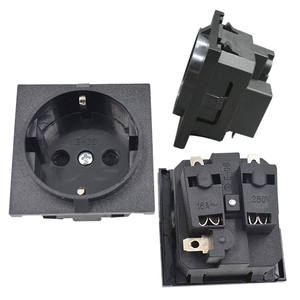 블랙 250V 16A EU 구리 산업용 전원 소켓 타입 E Schuko 원형 패널 마운트 AC 소켓 독일 한국 전원 콘센트 - Product Image 1