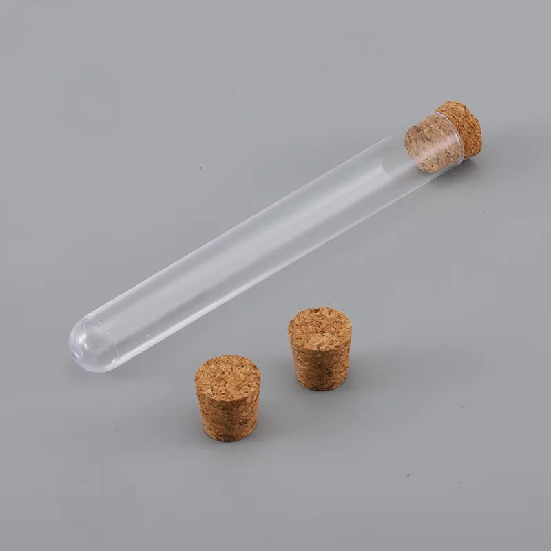 공장 도매 PS 코르크와 높은 투명 라운드 바닥 플라스틱 테스트 튜브