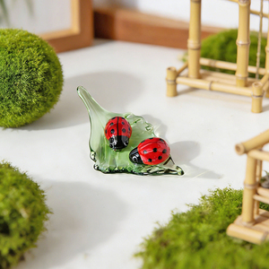 Adornos de Vidrio de Murano Hechos a Mano con Forma de Hojas y <span class=keywords><strong>Coccinella</strong></span> <span class=keywords><strong>Septempunctata</strong></span>, Ideales para Micro-Paisajismo y Jardinería - Product Image 4