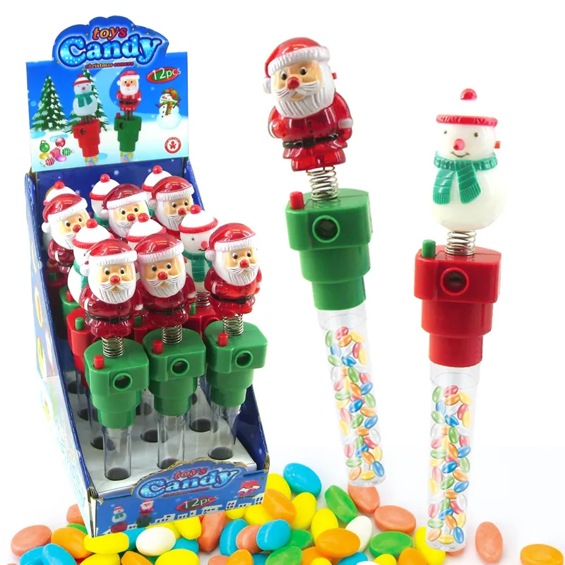 Plastic Promotional Gifts Santa Claus / Snowman Christmas Toys Candy