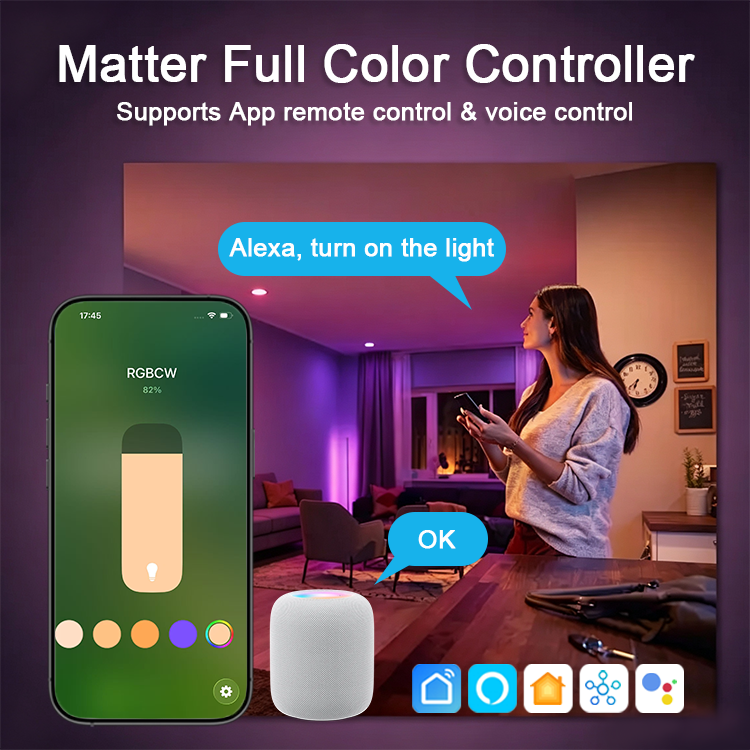 BiLiHonDim Matter Over Thread Full Color LED Strip Controller Works With <strong>Alexa</strong> Google <strong>Apple</strong>
