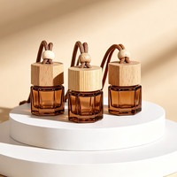 Flacon diffuseur de parfum de voiture vide de 10 ml, avec bouchon en bois esthétique, contenant en verre octogonal pour huiles essentielles, à suspendre