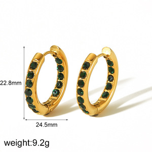 Aros de Acero Inoxidable con Incrustaciones de Cristal, Chapados en Oro de 18k, Resistentes al Desgaste, Joyería de Lujo Ligero para Uso Diario para Mujer - Product Image 3