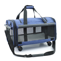 Sac de transport portable pour animaux de compagnie approuvé par la compagnie aérienne Sac de transport respirant pour chiot Voyage Trolley Sac à dos Poussette pour petits animaux Chien Chat Randonnée