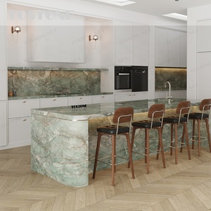 <span class=keywords><strong>Isla</strong></span> de Cuarzo Verde <span class=keywords><strong>Esmeralda</strong></span> Natural de Brasil, Hecha a Medida por Tostone, de Dos Niveles, para Estación de Desayuno Buffet de Hotel - Product Image 2