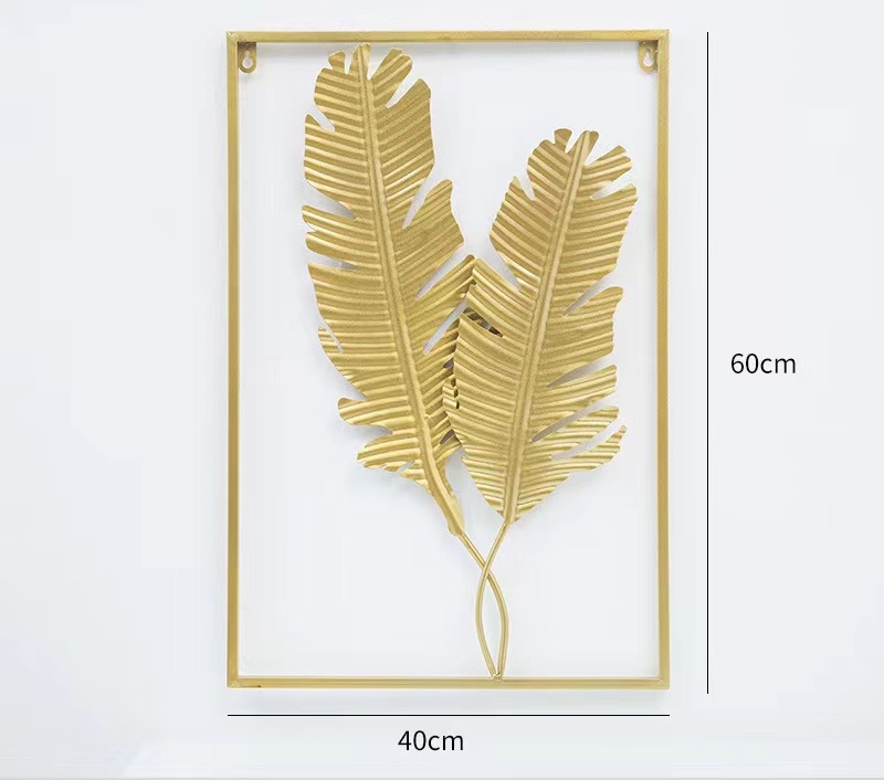 2-Decoración de pared de hojas de plátano doradas