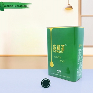 Lata de aceite de oliva virgen extra de 3 L 5 l vacía personalizada recipiente <span class=keywords><strong>rectangular</strong></span> con tapas de plástico - Product Image 2
