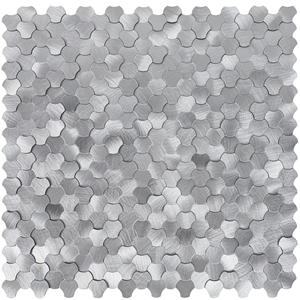 Faites-le vous-même Carreaux de mosaïque en aluminium brossé argent peler et coller pour la décoration murale - Product Image 1