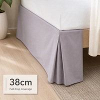 Jupe de lit lavable en machine en microfibre brossée anti-boulochage, avec volant anti-poussière enveloppant, coins fendus et bande élastique