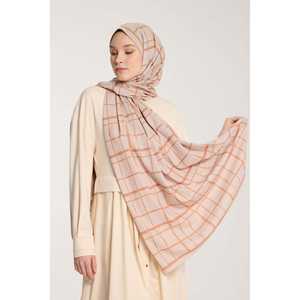 Pure Tone <b>Silk</b> <b>Scarf</b> <b>Square</b> Pattern Stone Orange Digital Printing Women Multi Functional - Product Image 2