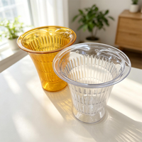 Maceta Moderna Transparente Color Ámbar con Autorriego, Maceta Inteligente con Absorción Automática de Agua para Plantas de Interior
