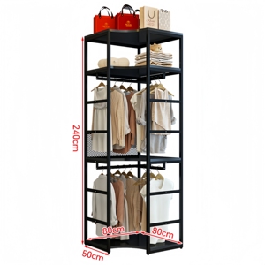 [Version haute] Porte-vêtements métallique, Étagère de rangement ouverte, Étagère à assembler, Étagère sur pied, Porte-manteau d'angle - Product Image 6