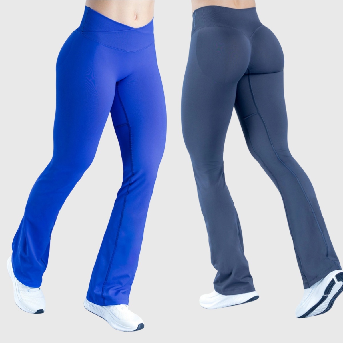 Fashion Seamless Flared Pant for Women Cross V-shape High Waist Yoga Sport Leggings Solid Scrunch Gym Workout Wide-Leg Pants