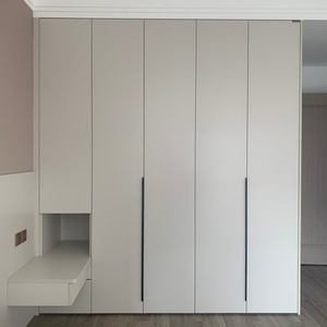 Modern Adjustable Wood <b>Wardrobe</b> Floor-to-Ceiling Doors Recessed Handles Minimalist Design Compact Large Capacity Hotel Villa - Product Image 4