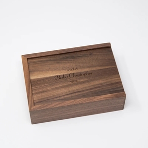 Box Wooden Slide Box Luxury Walnut Slide Lid Wood Box Photo Packaging Box