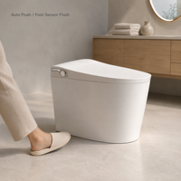 WC intelligent suspendu au sol avec siphon en S, réservoir encastré, bidet en céramique, télécommande, chasse d'eau automatique, pour salle de bain moderne d'appartement