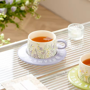Ensemble tasse à café et plateau en céramique motif fleurs de printemps 220 ml, motif dessin animé, compatible micro-ondes et lave-vaisselle, personnalisable, cadeau pour fêtes, maison, bureau - Product Image 6