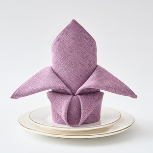 Maßgefertigte Weiße Quadratische Servietten im Europäischen Stil aus Polyester für Restaurant, Hotel, Hochzeit & Partys mit Faltblumen-Design - Product Image 5