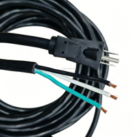 Cable de Alimentación Personalizado de 5-15P, 1-10M, 14AWG/3C, de Alta Resistencia, con Enchufe Americano de 3 Pines a Extremo Desnudo, Cable de Extensión Negro