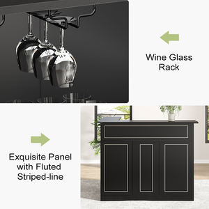 Gabinete de barra de panel de madera en forma de L de 4 niveles con almacenamiento integrado Estante de vino de almacenamiento múltiple Perchas para uso comercial en el hogar - Product Image 4