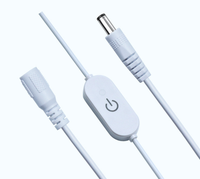 Câble d'alimentation DC 5.5x2.1mm mâle-femelle avec interrupteur tactile à intensité variable pour lampe de bureau, éclairage d'appoint, lampe publicitaire