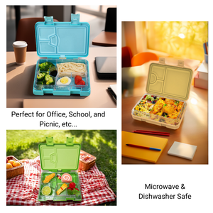Reusable BPA Free Tritan Kids Bento <b>Box</b> 4 Compartments Leak Proof Microwave Safe Removable Inner Tray <b>School</b> Lunchbox - Product Image 4