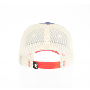 Gorra Trucker <span class=keywords><strong>de</strong></span> Pesca Azul Personalizada <span class=keywords><strong>de</strong></span> Sarga <span class=keywords><strong>de</strong></span> Algodón con Malla Ligera Trasera, Parche Tejido, Detalle <span class=keywords><strong>de</strong></span> Cuerda y Visera Curva, Ajustable con Broche - Product Image 4