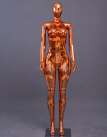 Mannequin de Couture Femme Grande Taille Chromé BBL, Modèle Corps Entier, Doré Brillant, en Plastique PP, Pose Debout pour Femmes Courbes
