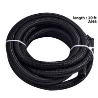 Kit de conduites de carburant tressées en nylon CPE 10FT AN6 0 DEGREE 45 DEGREE 90 DEGREE avec raccords 6AN - NOIR