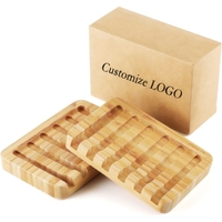 Porte-savon en bambou naturel écologique, porte-plateau Portable avec Drain pour salle de bains évier de cuisine Logo privé
