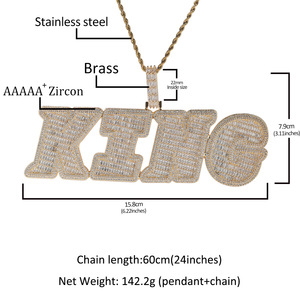 Colgante con letra inicial grande, corte cuadrado ostentoso, CZ, nombre de Hip Hop, Collar personalizado, joyería para regalo de mujer - Product Image 2