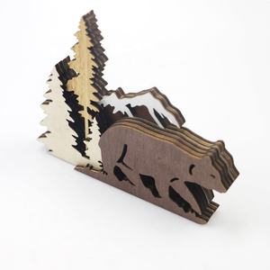 Nuevas artesanías de oso marrón, decoración creativa para el hogar, adornos de talla de bosque de madera hueca multicapa de madera - Product Image 3