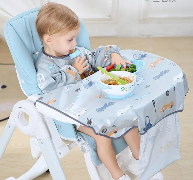 Vassoio per bavaglino tavolo da pranzo integrato anti-sporco per bambini, sedia da pranzo imbottita tuta per bambini