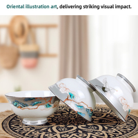 Juego de vajilla de lujo de 52 piezas de fina porcelana de hueso, con platos y cuencos decorados con pintura china.