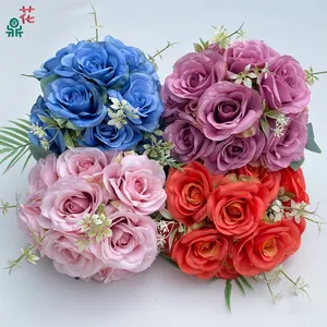 उच्च गुणवत्ता वाले थोक 10 हेड डॉर्टा गुलाब के अनुकरण फूल घरेलू लेआउट कृत्रिम रेशम फूल