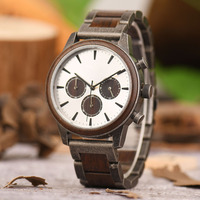 Montres pour hommes classiques en bois combiné à de l'acier inoxydable, mouvement à quartz SEIKO, 3ATM étanche, montre de luxe pour hommes d'affaires