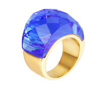 Bagues de mode unisexe en acier inoxydable plaqué or 18 carats sous vide, avec verre cristal multicolore, style épuré et personnalisé, taille ovale