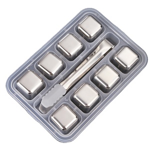 Cubetti di ghiaccio riutilizzabili in metallo quadrato in acciaio inossidabile <span class=keywords><strong>caffè</strong></span> vino limonata bevande Bar cubetti - Product Image 1