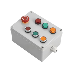 Boîtier de commande à boutons poussoirs étanche IP65, 7 voies, double rangée, avec bouton d'arrêt d'urgence, trois boutons et trois lampes - Product Image 5