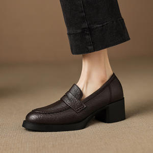 รองเท้าโลฟเฟอร์ผู้หญิง คอลเลคชั่นฤดูร้อน-ฤดูใบไม้ผลิ 2025 คุณภาพสูง ดีไซน์สี่เหลี่ยมผูกเชือก ระบายอากาศได้ดี น้ำหนักเบา กันลื่น เหมาะสำหรับใส่ทำงาน รองเท้าส้นสูง - Product Image 1