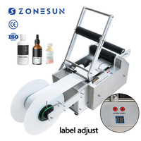 Machine d'étiquetage semi-automatique ZONESUN TB-50 pour bouteilles rondes en verre, plastique, eau, vin, bière, canettes et tubes