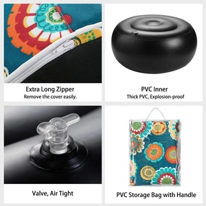 PVC Indoor/Outdoor Inflatable Stool Ottoman <b>Pouf</b> 20*20*9 Inch Water Repellent Round Footrest Footstool with Foot Pump - Product Image 4