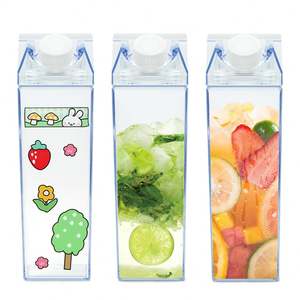 Vente flash : Bouteille d'eau en plastique transparente à petite ouverture, en forme de boîte de lait, 500 ml et 1000 ml - Product Image 3