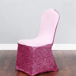 Wholesale Shinny Stretchy Cheap Universal Spandex Lycra Fitted Banquet Sequin Chair Cover