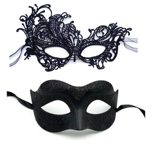 <span class=keywords><strong>Costume</strong></span> de mascarade pour couples en dentelle noire et or pour femmes, robe de fête de Mardi Gras pour adultes, robe vénitienne avec équipement de bondage pour filles - Product Image 2