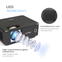 Projecteur vidéo portable Everycom X20 Pico, 2200 lumens, résolution native 800*600, prend en charge la 4K 1080p, projecteurs de cinéma maison