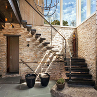 Escalier flottant en bois suspendu moderne et simple, avec support mural invisible, pour intérieur domestique
