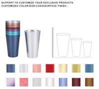 VENTE FLASH - Gobelets classiques écologiques en aluminium jetables, logo personnalisé, couleur changeante, forme trapézoïdale, 500 ml, pour bière, vin, camping