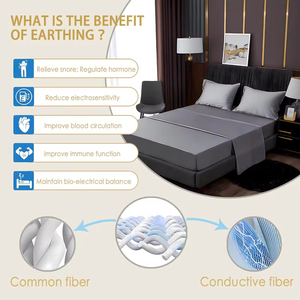 하이 퀄리티 300tc 접지 장착 시트 95% 면 + 5% 실버 소프트 접지 침대 장착 시트 - Product Image 6